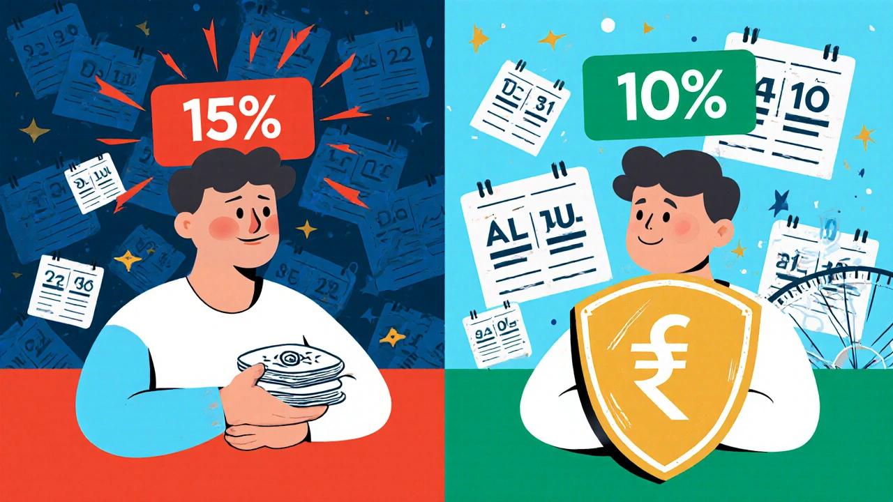 Two traders: one short-term paying 15% tax, one long-term with a ₹1 lakh shield blocking tax.