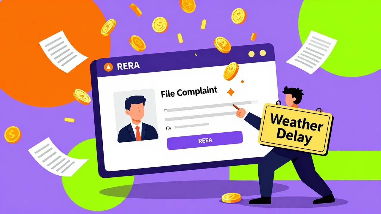 Buyer filing RERA complaint as interest coins rain down, builder tries to block with fake excuse sign