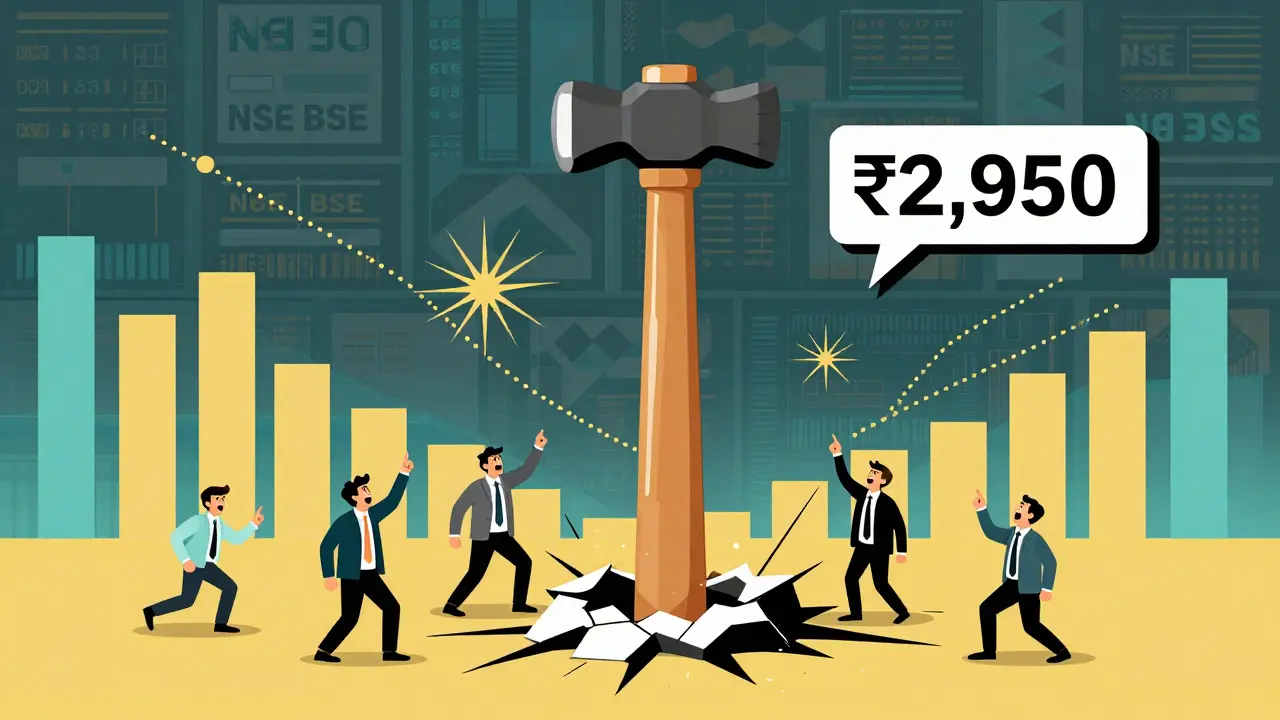 Giant hammer candlestick breaking through support line with reacting traders