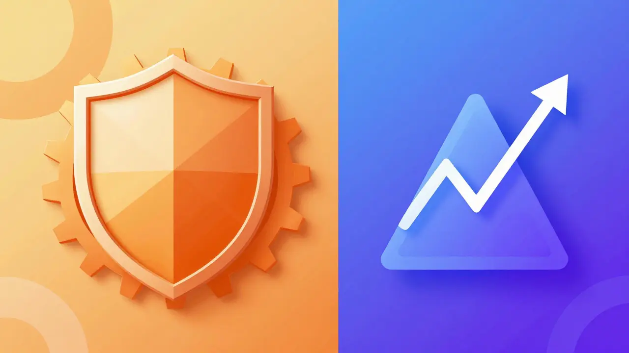 Two investment paths: shielded FD vs stock market ELSS in geometric shapes.