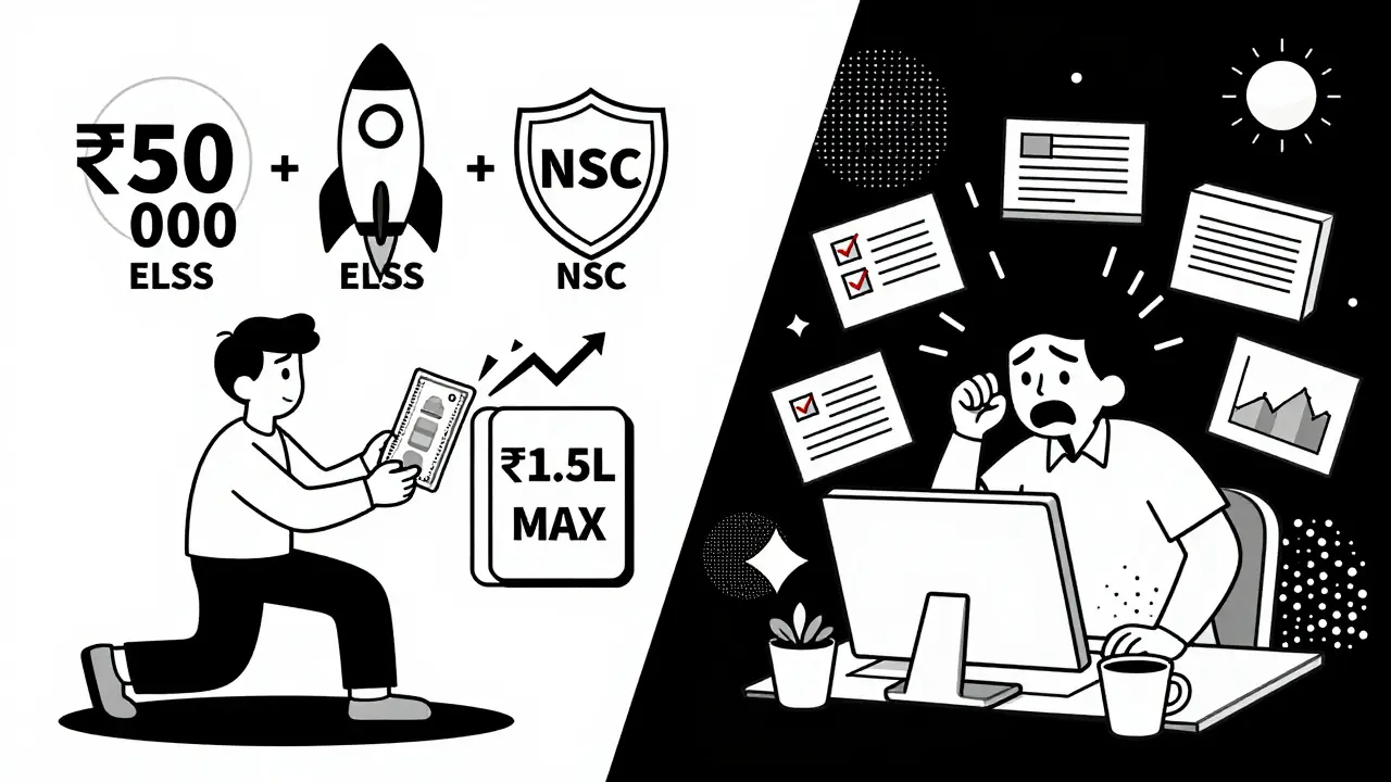 A smart investor splits remaining tax-saving amount between ELSS and NSC with clear checklist.