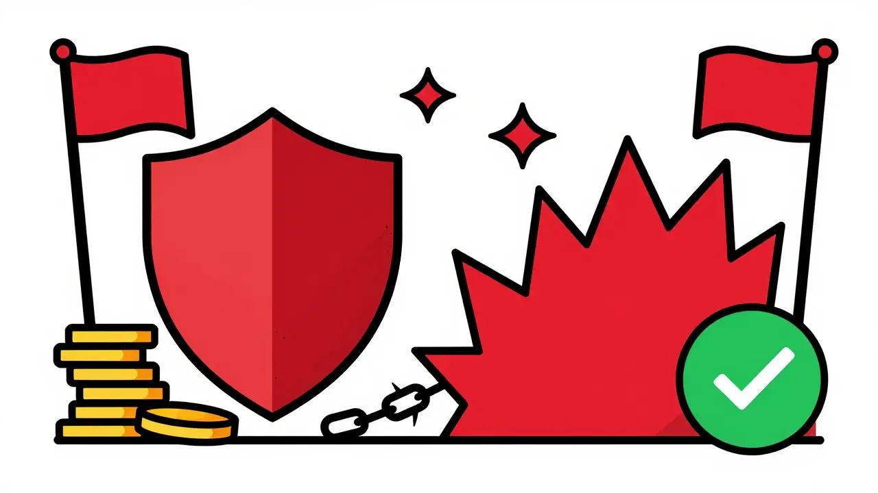Abstract art depicting a shield protecting money from real estate fraud risks and red flags.