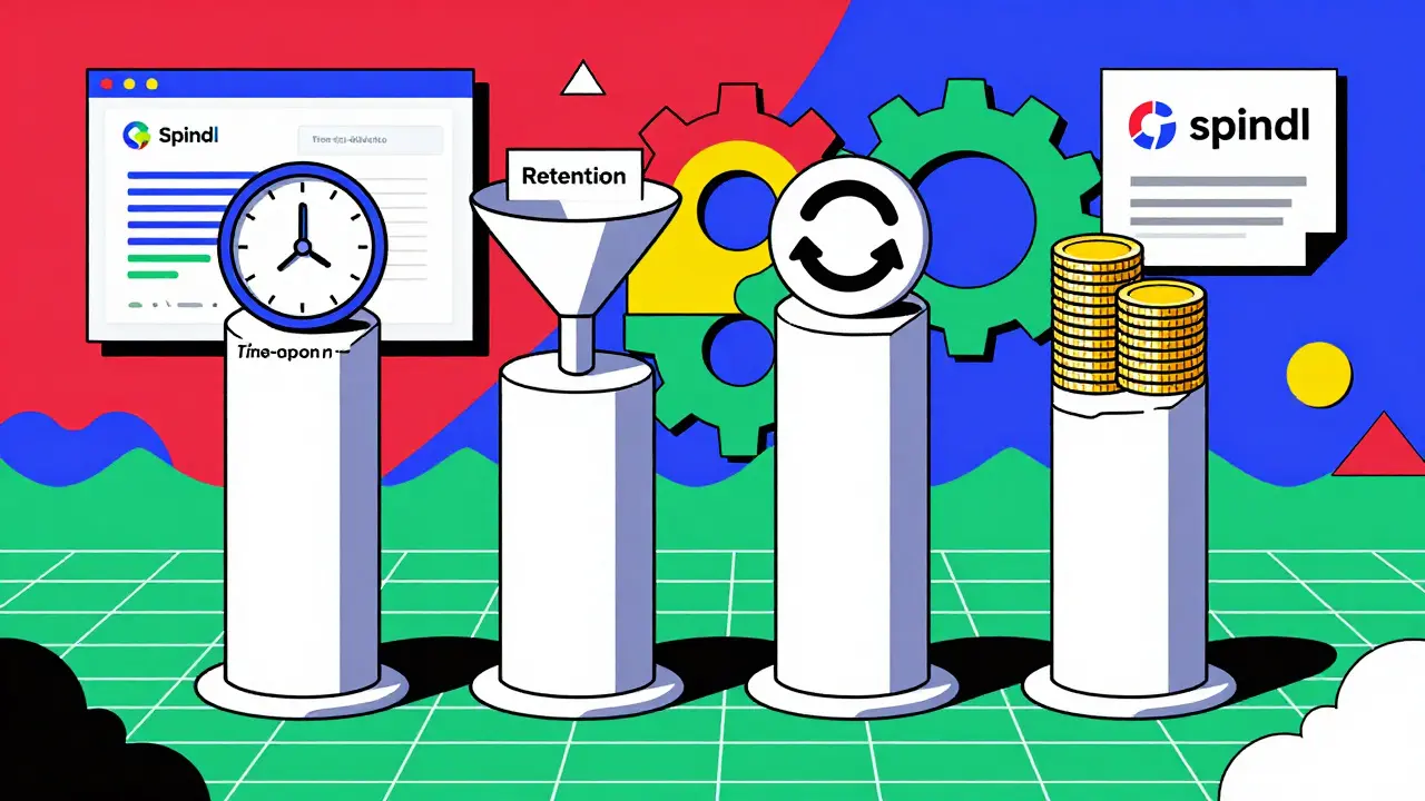Memphis style graphic of Web3 metrics pillars and attribution tools