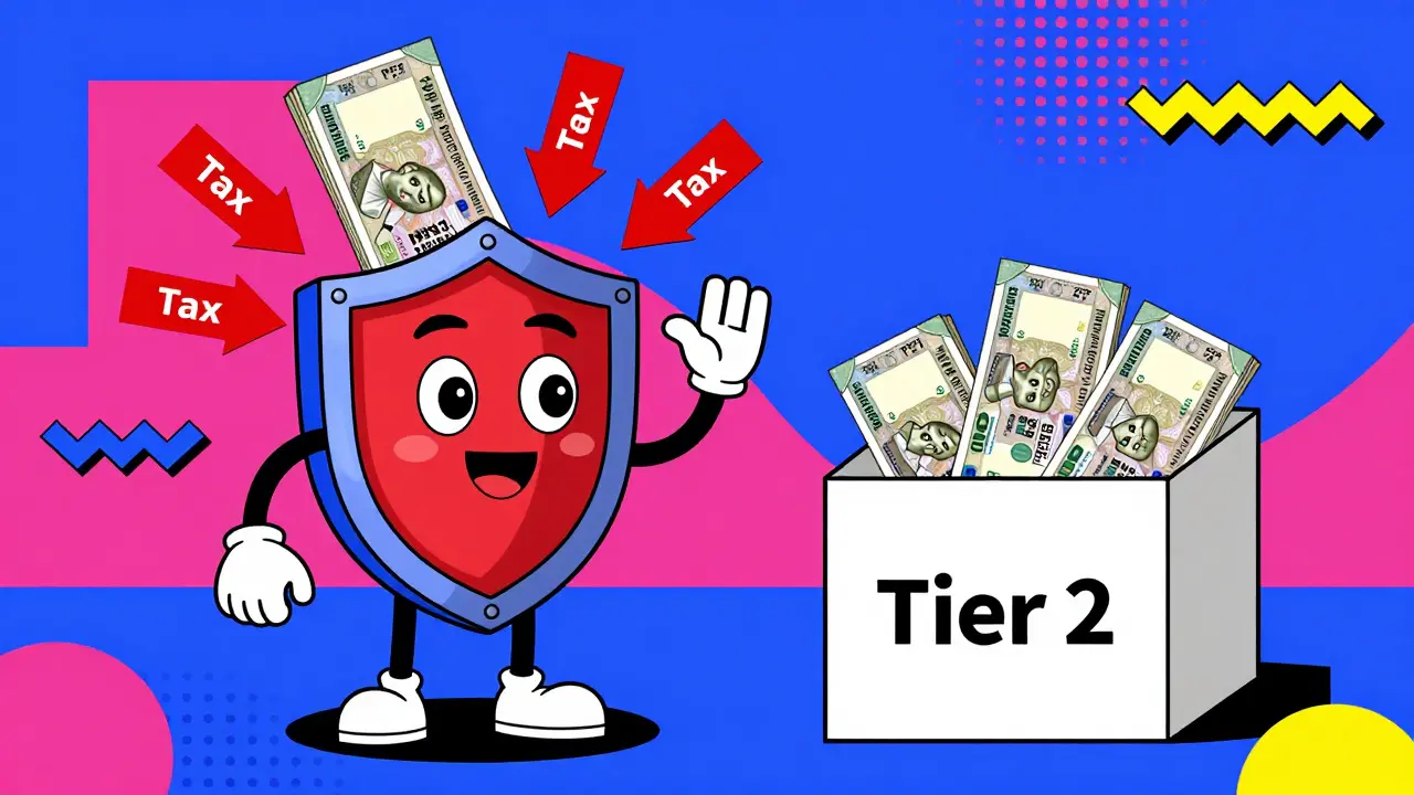 Shield protecting money from tax arrows compared to unprotected savings