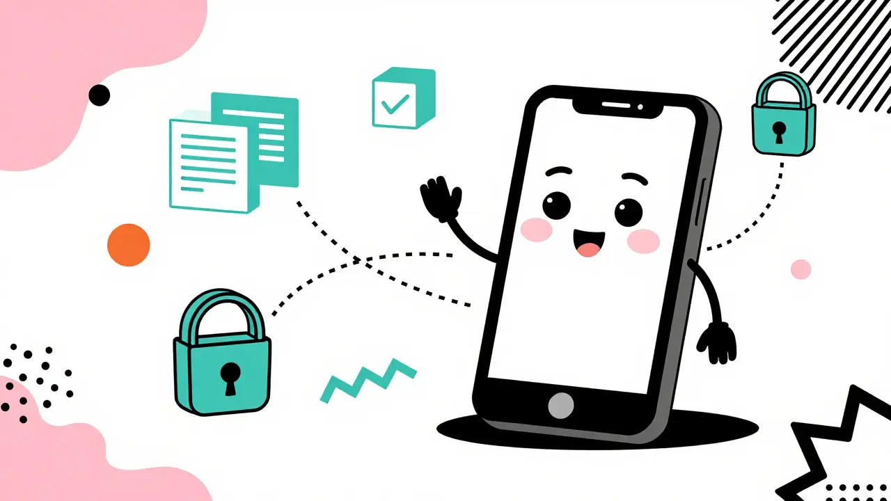 Abstract Memphis illustration of secure digital trading and demat accounts