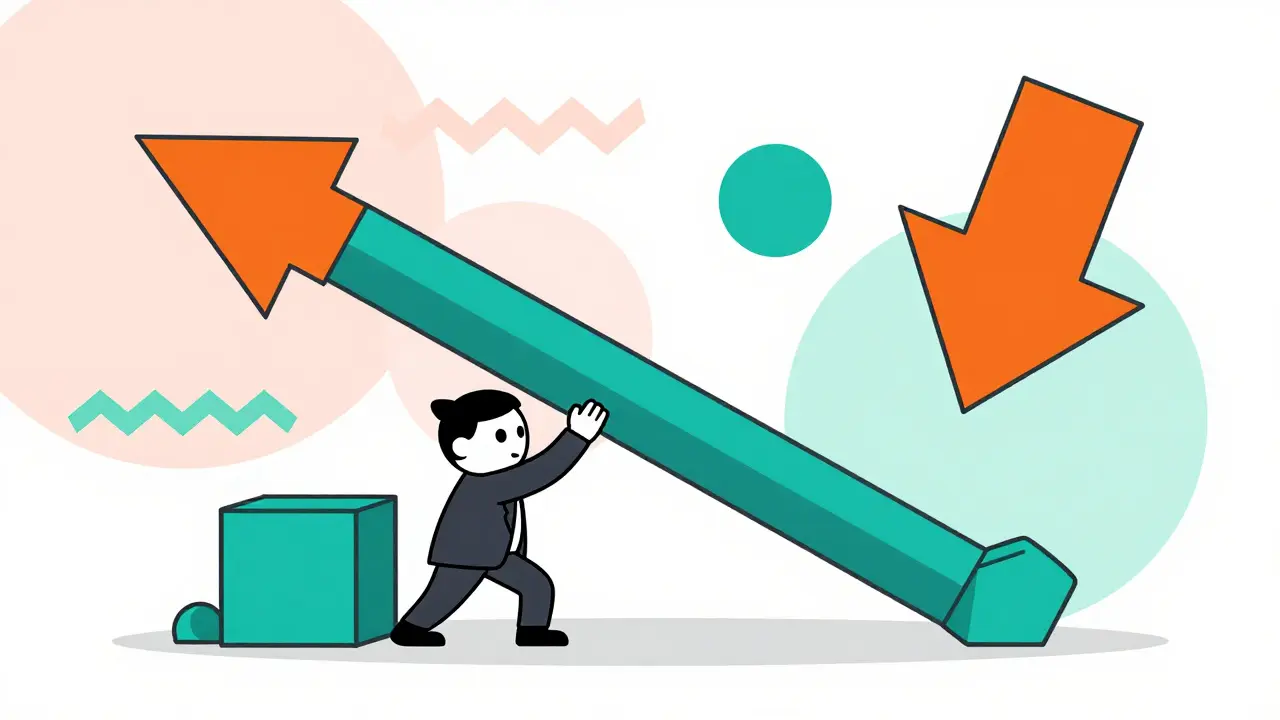 Character pushing lever showing F&amp;O leverage and market swings