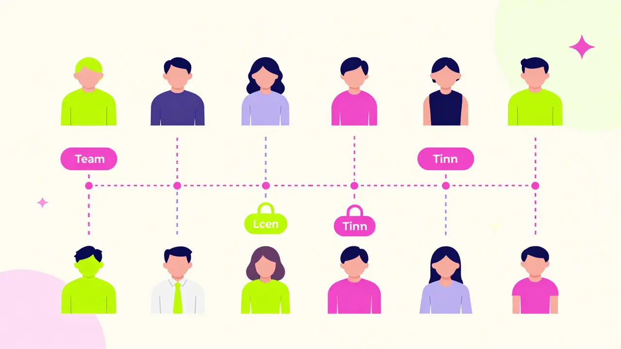 Geometric avatars representing token stakeholders in Memphis design