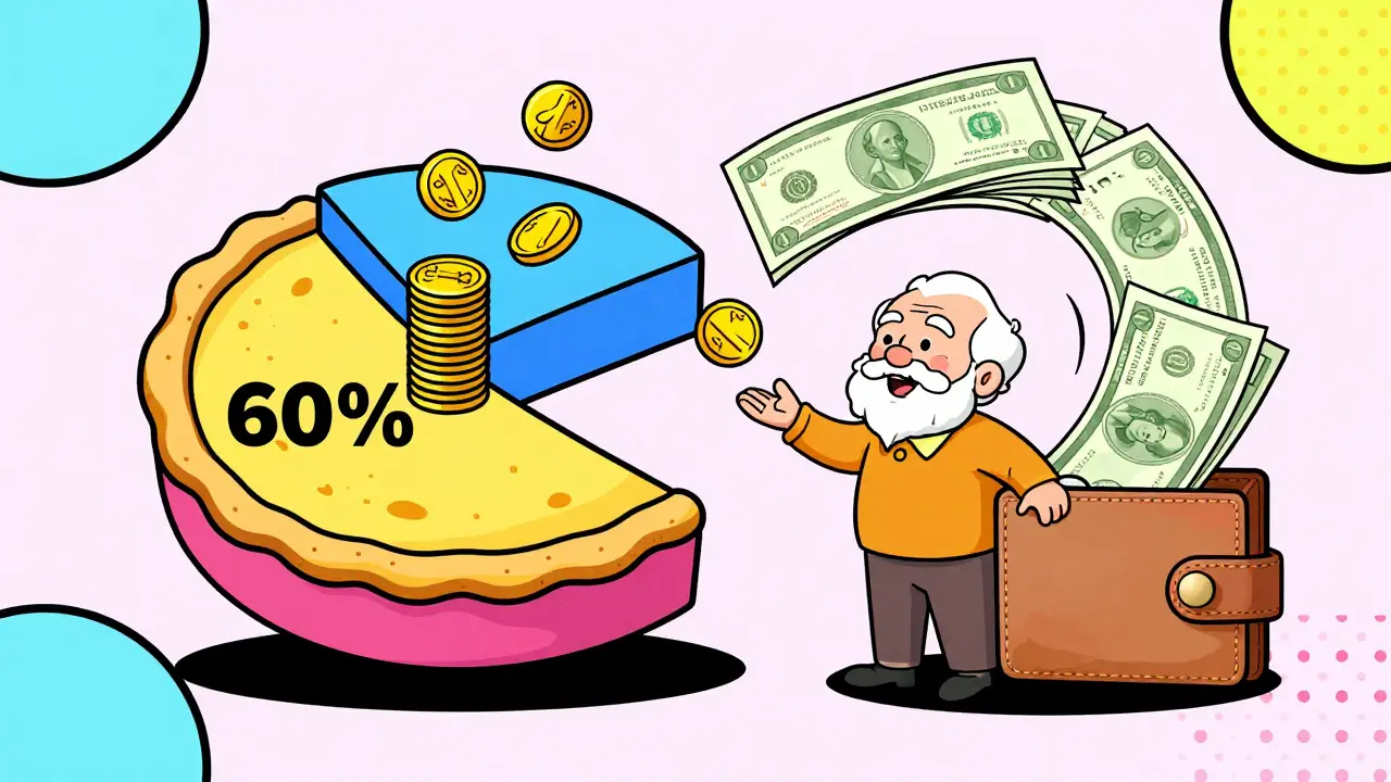 Graphic showing tax-free lump sum and annuity at age 60
