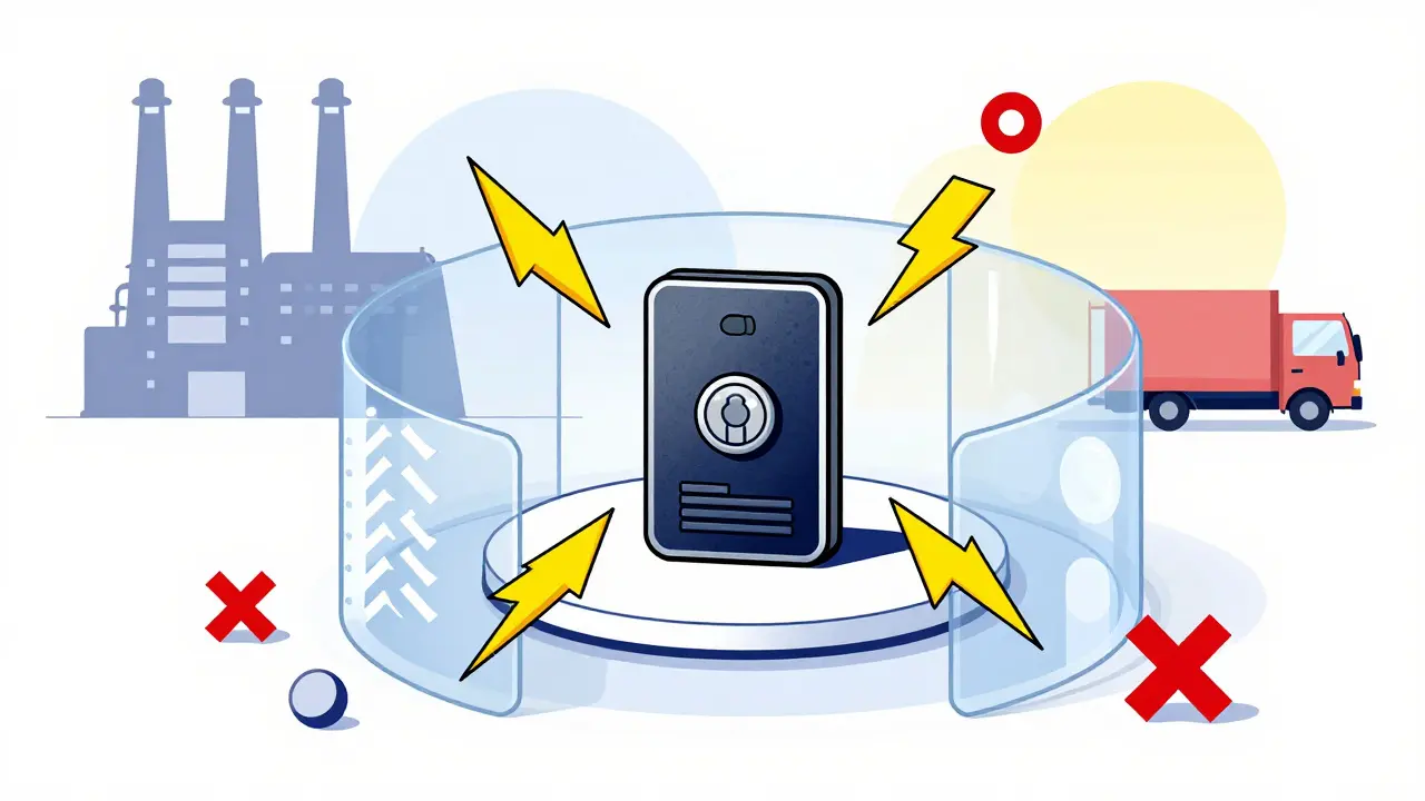 Hardware wallet protected by geometric security layers in Memphis design