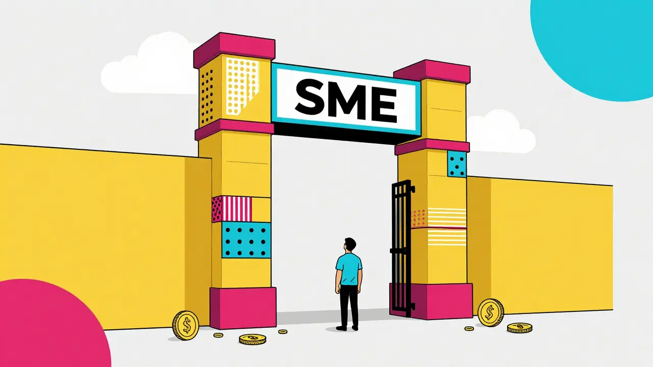 High block gate representing SME IPO capital entry barriers