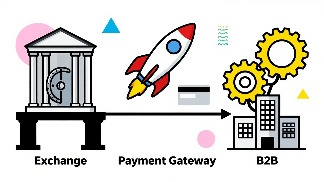 Three illustrated pathways for cashing out crypto to fiat currency