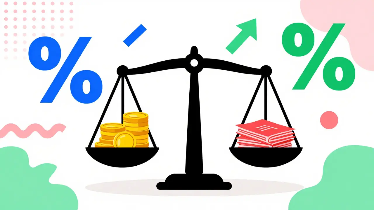 Abstract art depicting financial balance and healthy debt ratios