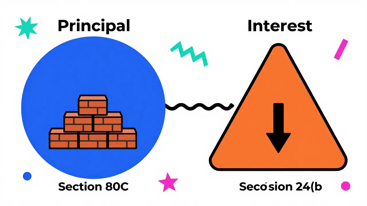 Abstract shapes representing home loan principal and interest deductions