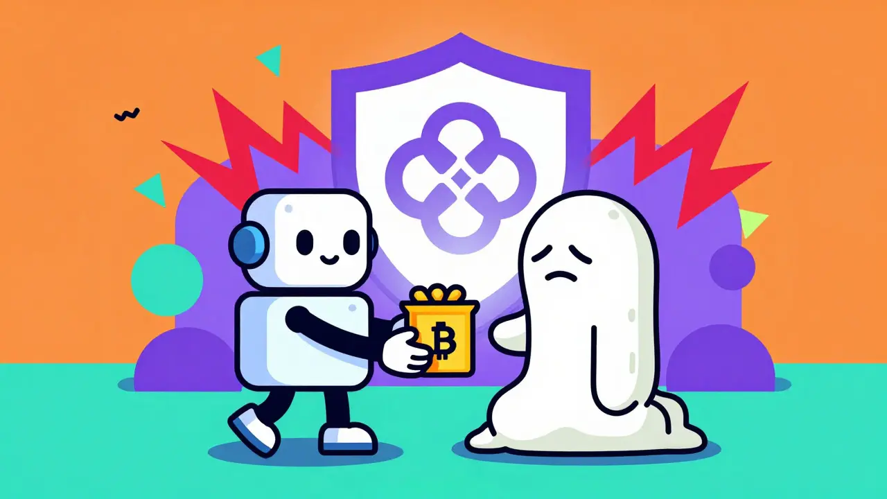 Cartoon depiction of automated DeFi liquidation and oracle security shields