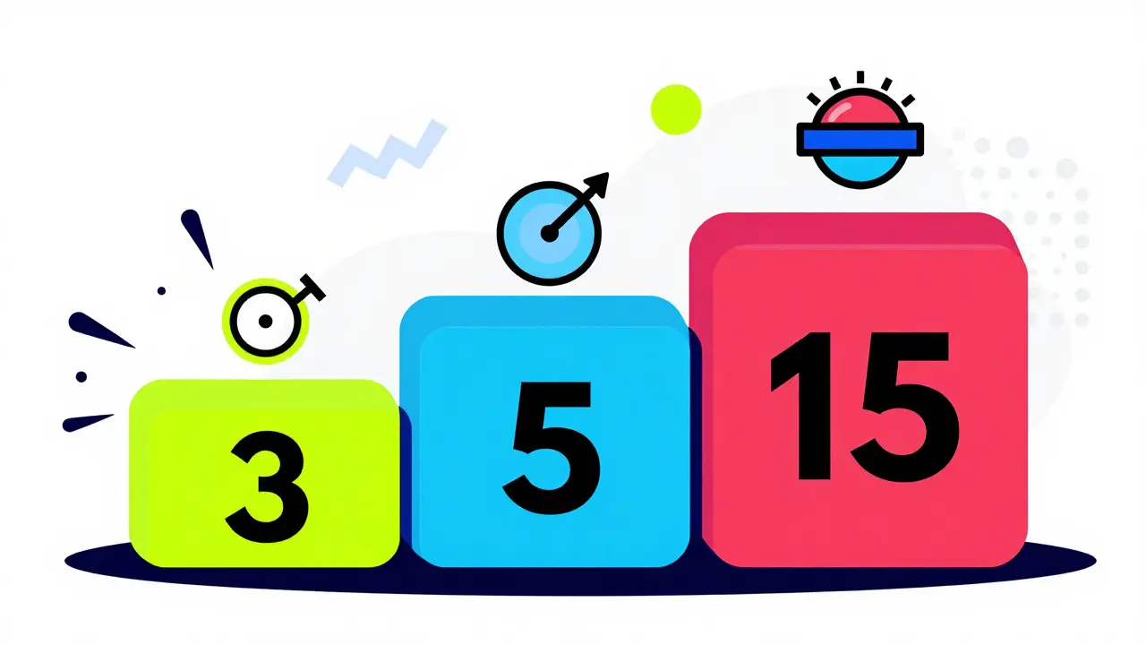 Colorful geometric blocks comparing short vs long investment lock-in periods