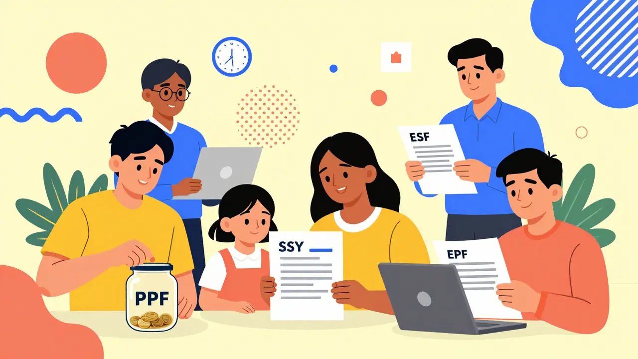 Families investing in PPF, EPF, and SSY for future financial security