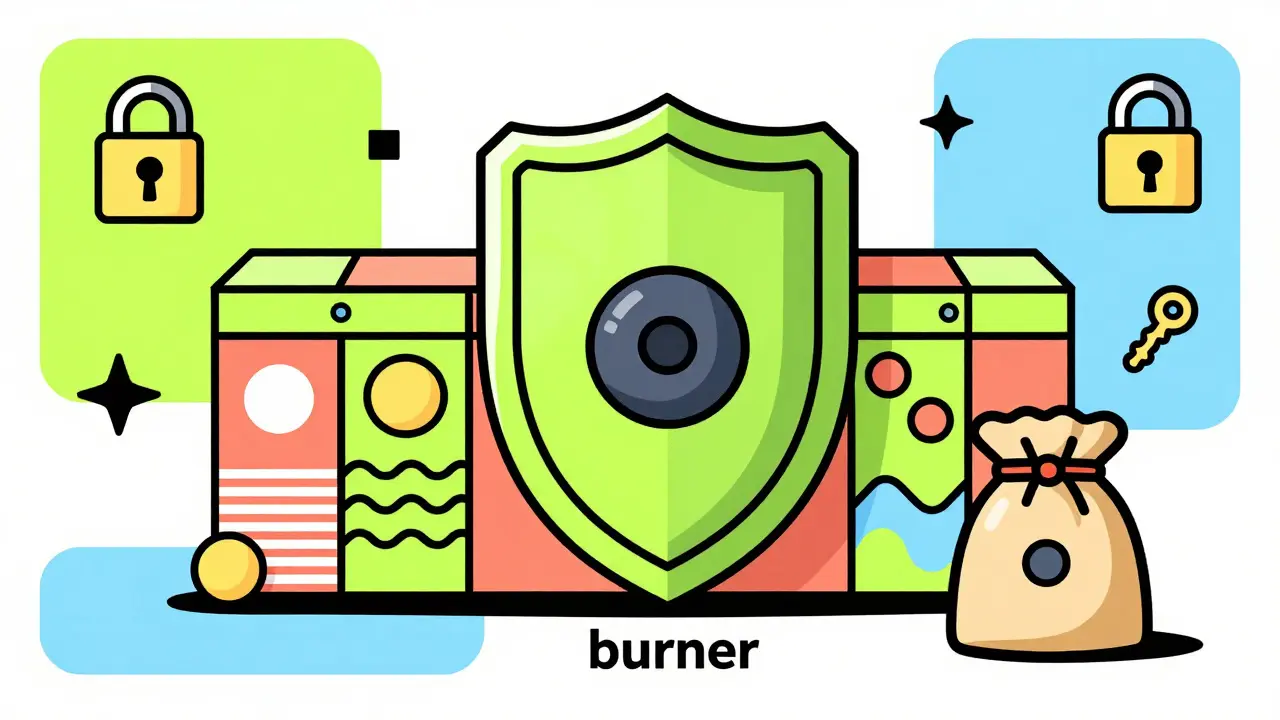 Hardware wallet protected by geometric shields and burner wallet