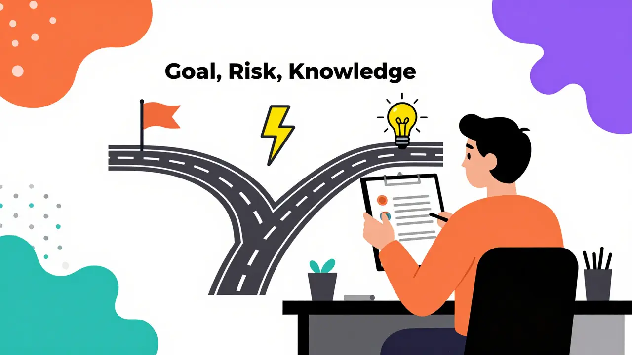 Person choosing an investment path based on goals and risk tolerance