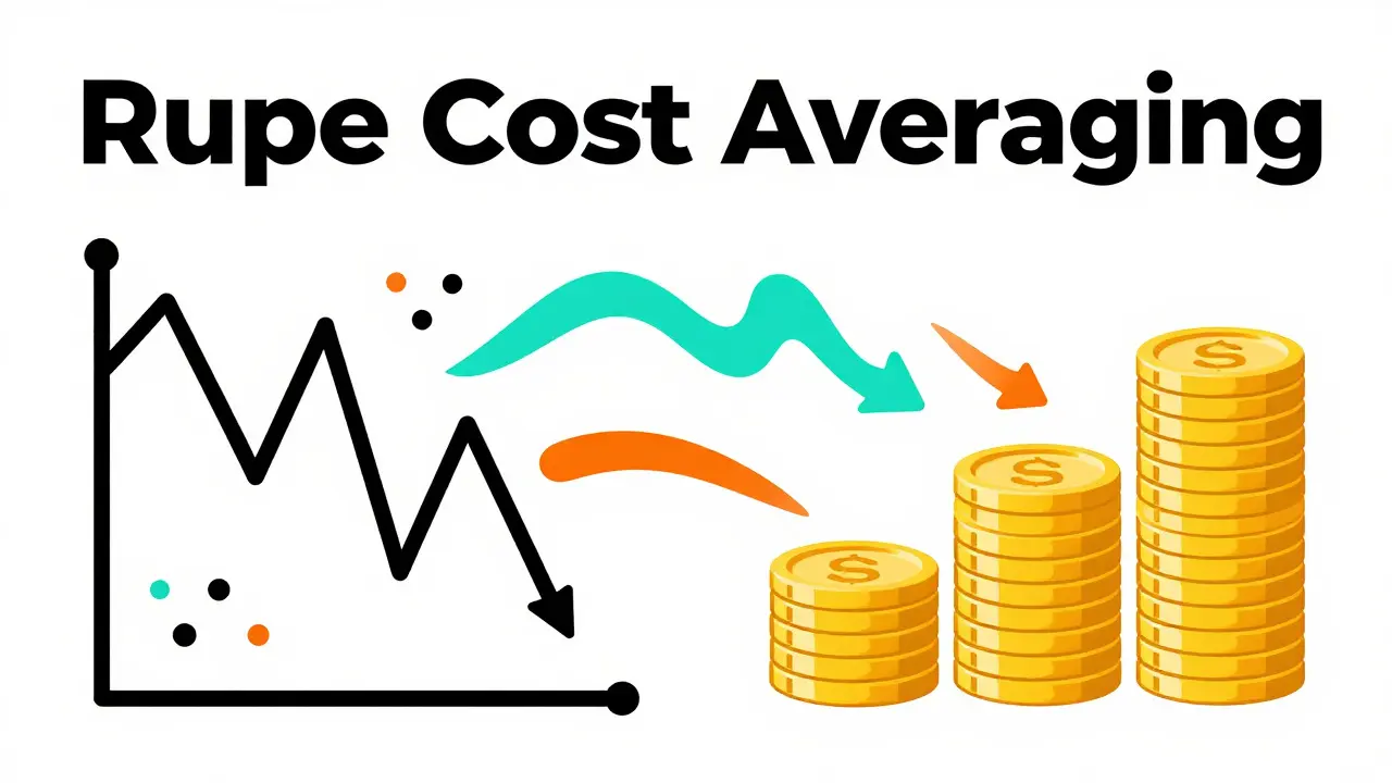 Abstract illustration showing market volatility smoothing into steady wealth growth