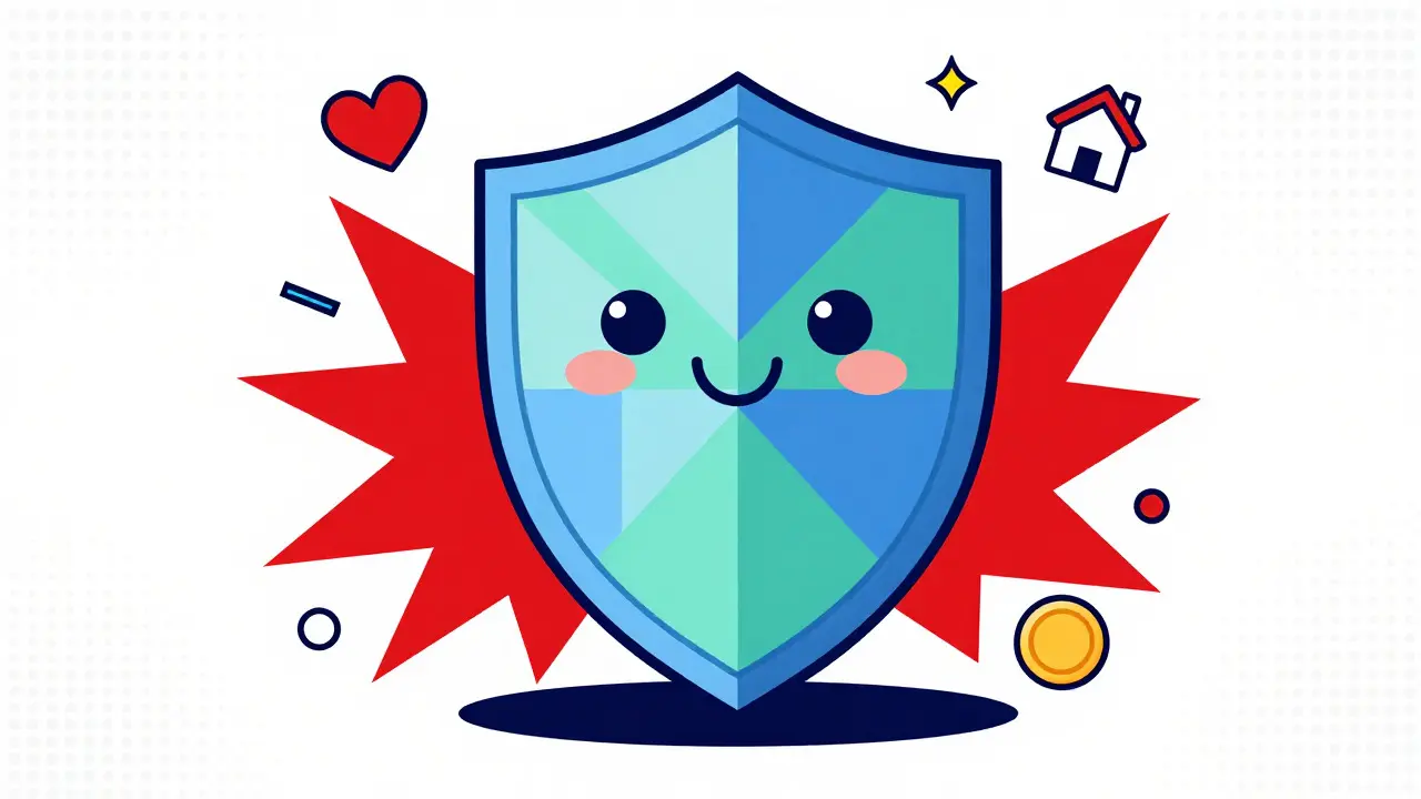 Abstract shield blocking chaos, symbolizing financial protection