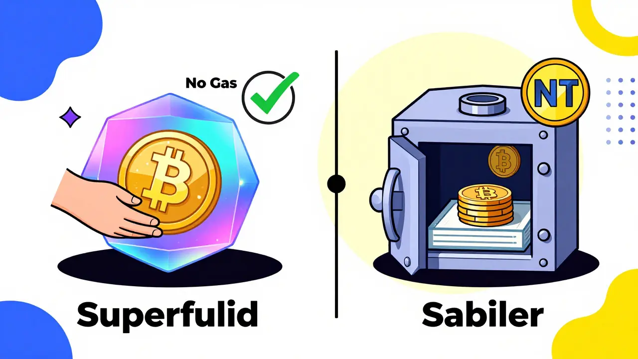 Memphis style illustration comparing token wrapping versus secure vault locking mechanisms