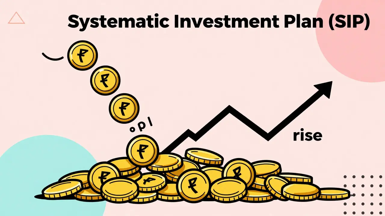 SIP investment strategy showing unit accumulation during market dips and rises