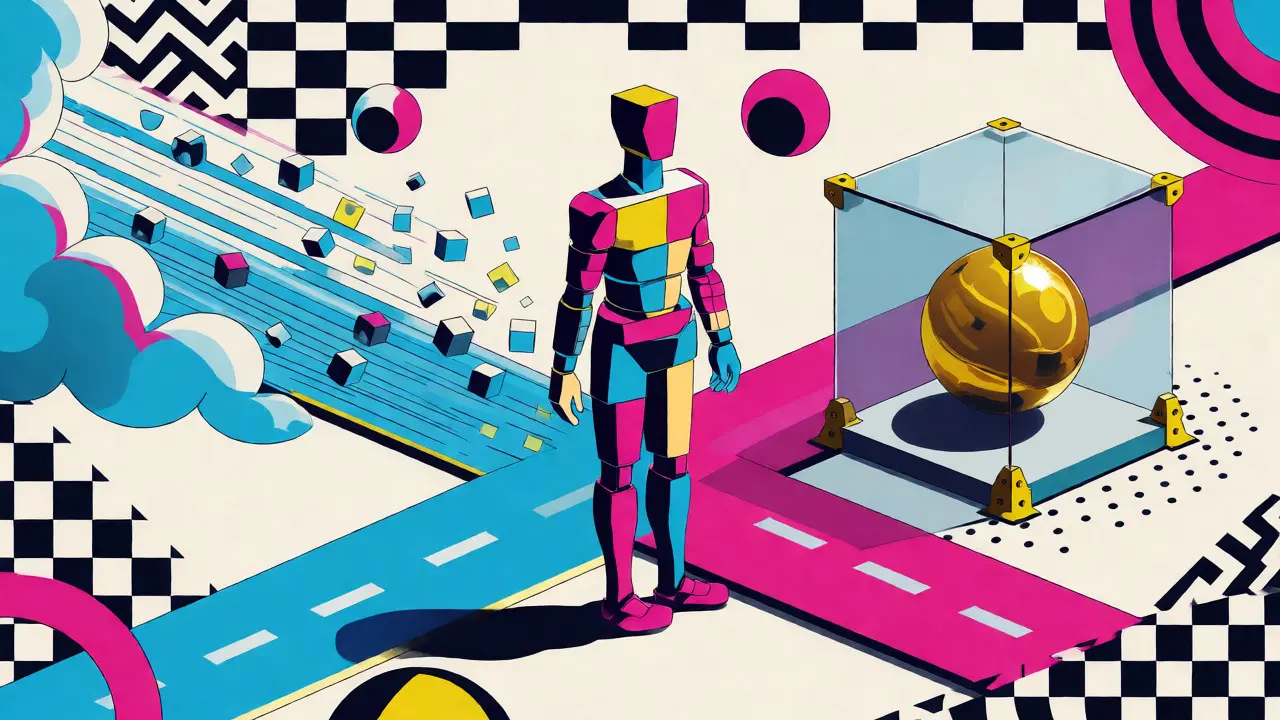 Abstract figure choosing between fast off-chain transactions and secure on-chain assets.