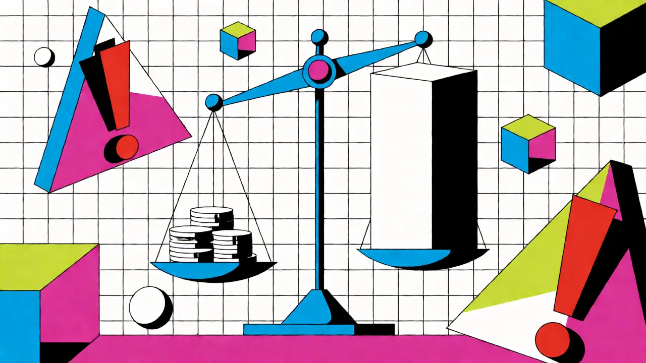 Memphis style art showing leverage risks and SEBI regulatory balance scales.