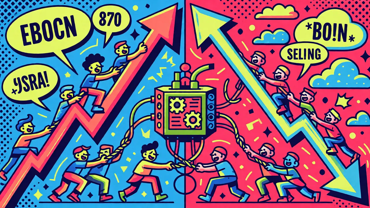 Cartoon depiction of supply and demand forces battling over stock prices in India