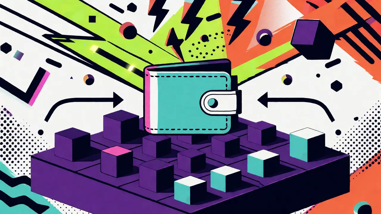 Illustration of digital wallet connecting fast gameplay and secure blockchain layers