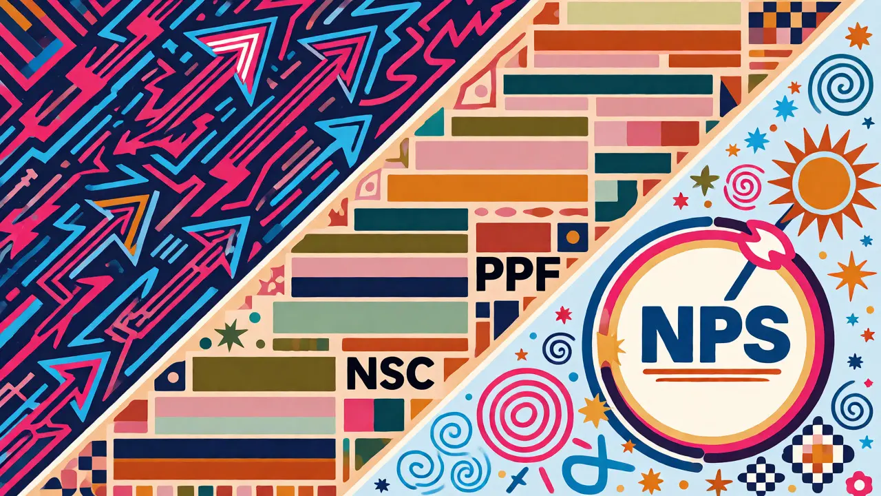 Memphis style graphic showing diversified investment strategies with arrows, blocks, and loops.